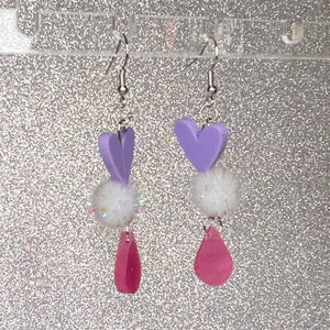 ᥫ᭡ purple hearts with pink drops